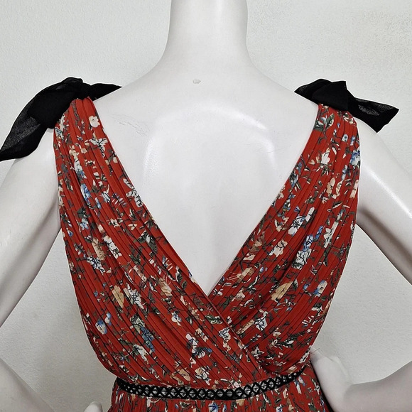 Lulus Such Sophistication Cottagecore Floral Print Pleated Bohemian Maxi Dress M - Picture 7 of 12